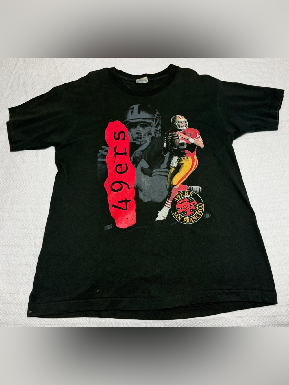 VTG 90s San Francisco 49ers Joe Montana Salem Sports Single Stitch T-shirt XL